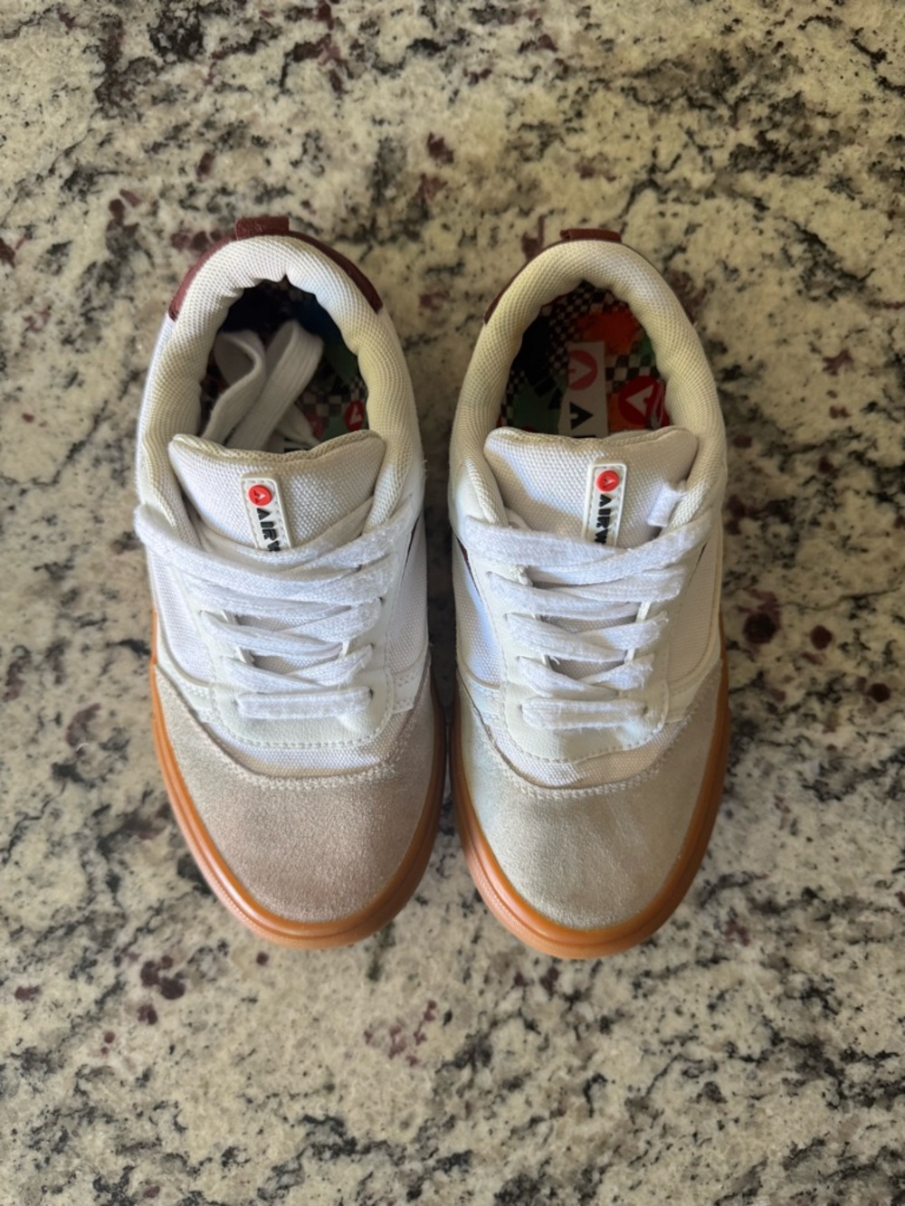 Airwalk White & Brown Low-Top Sneakers with Gum Outsoles